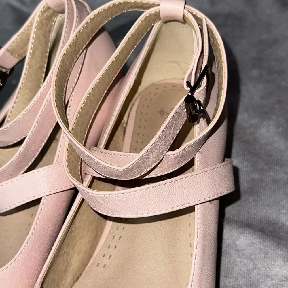 Women  Bowknot Cross Strap Round Toe Sweet Platform Chunky Heel Dress Shoes 7